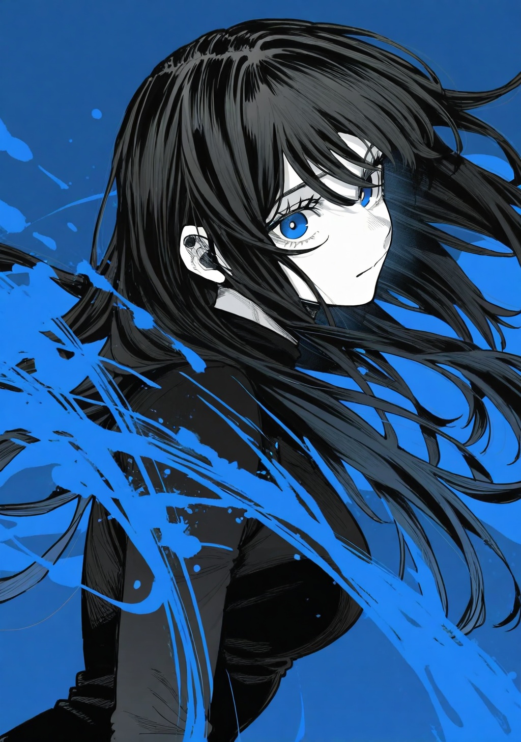 1girl,  spot color,  monochrome on Tensor.Art
