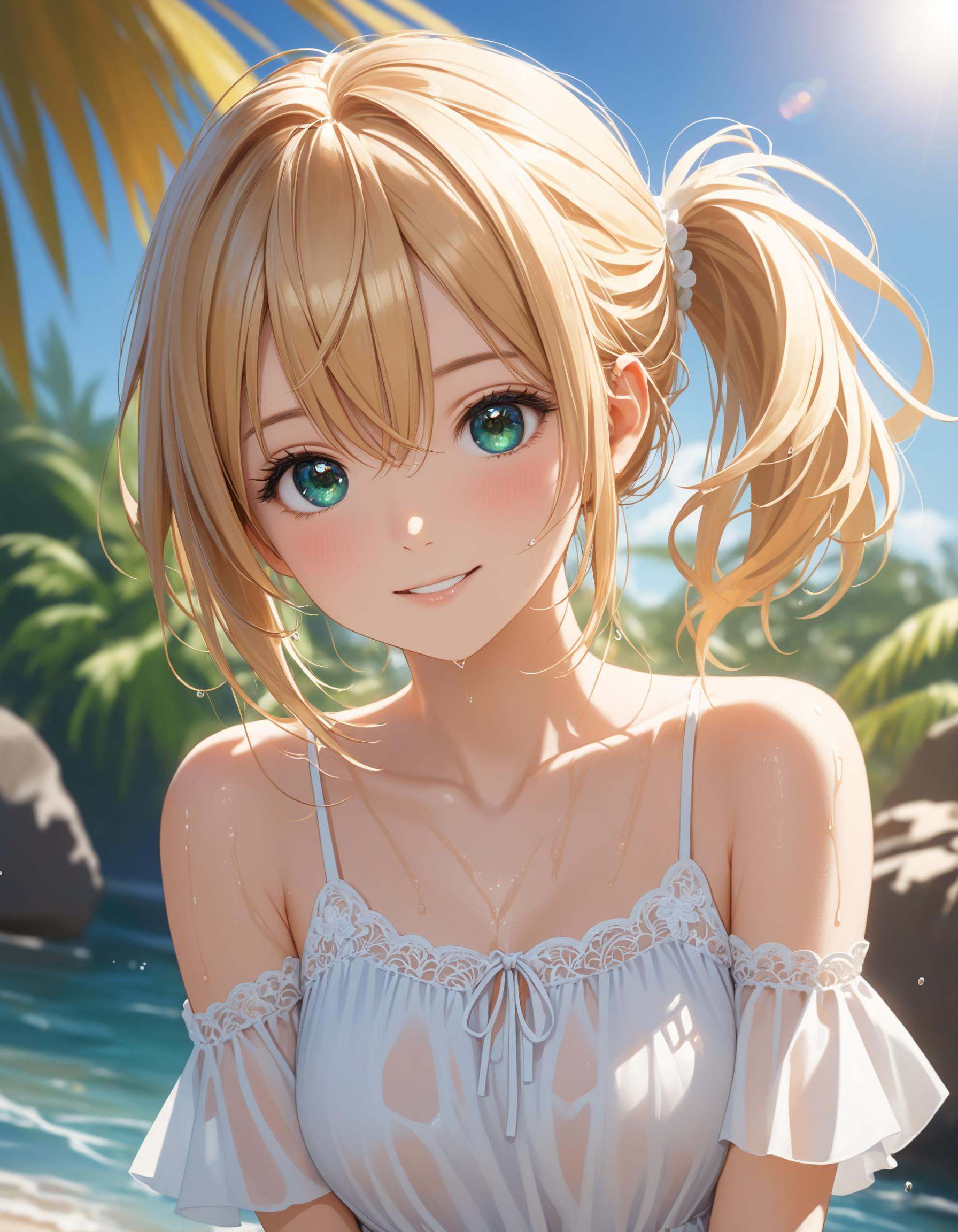SceneDescription: - Composition: Upper body shot. Cinematic angle. - Subject: A cute girl. - Characteristics: - Face: . -...