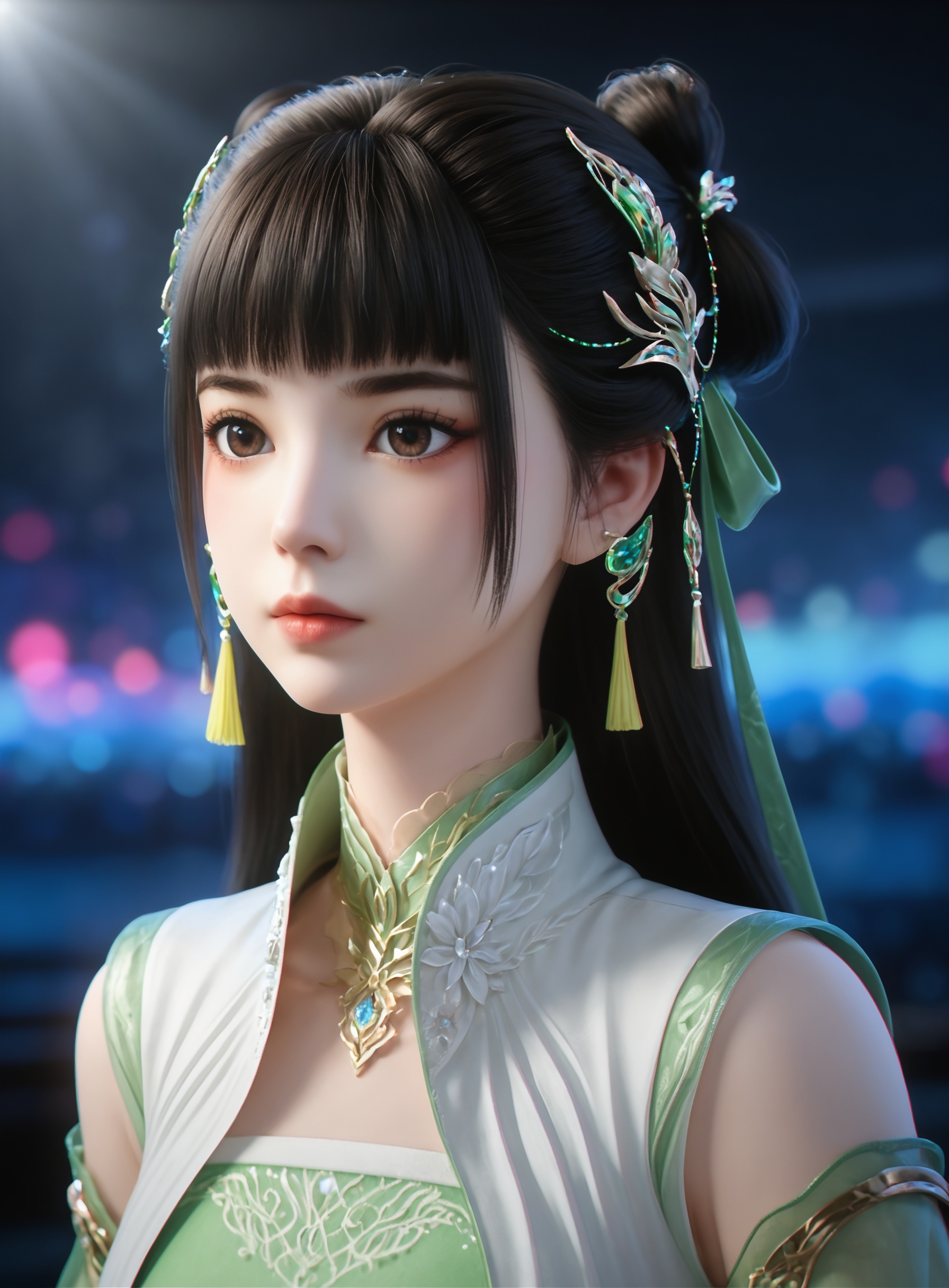 1girl,  long hair,  hair bun by 漫 on Tensor.Art