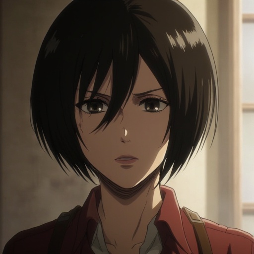 a woman with a short hair,  mikasa_ackerman on Tensor.Art