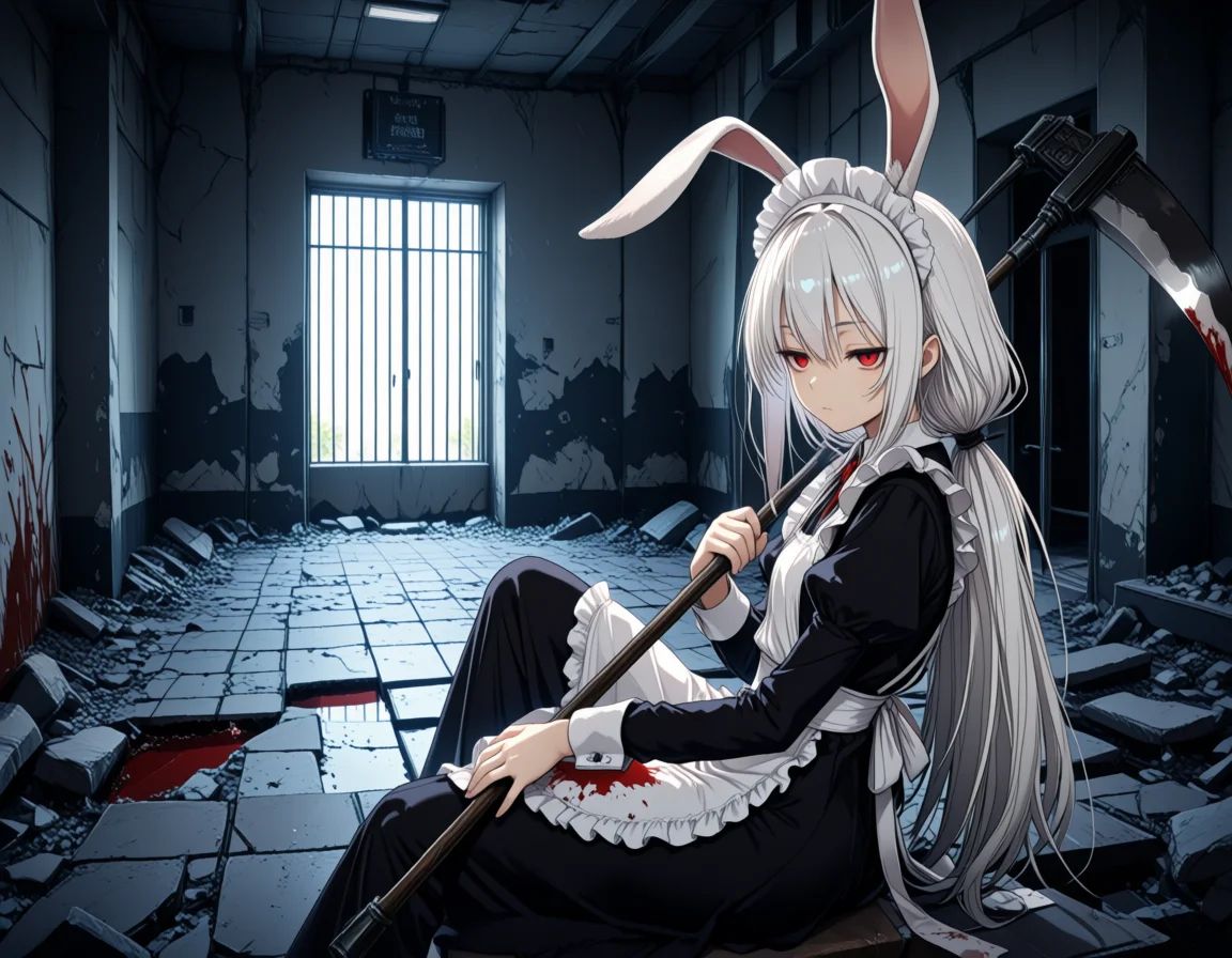 1girl,  rabbit ears,  white hair on Tensor.Art