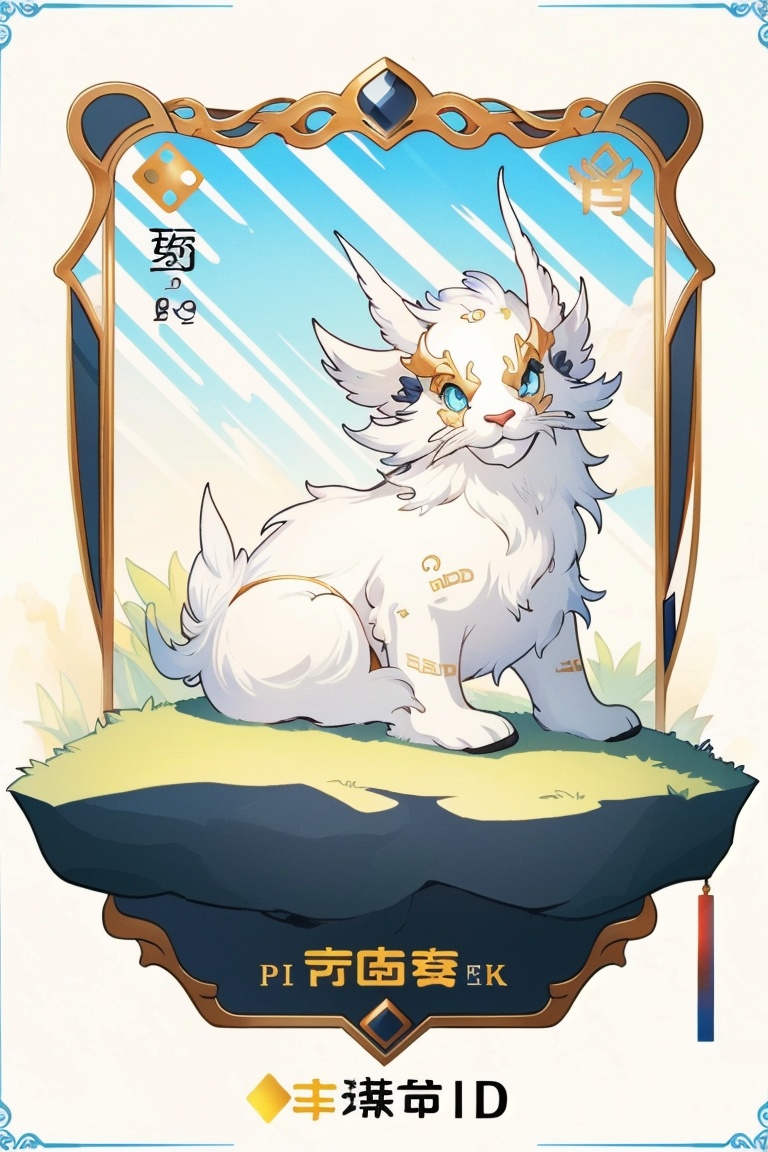 ((HRD, HUD, 8K)),((masterpiece, best quality)), highly detailed, soft light,Card, no humans, solo, chinese text, white background, sitting, rock, simple background, character name,  <lora:20240528-1716881484728:0.8>