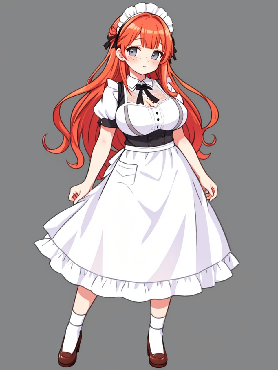 skirt,  large breasts,  white background on Tensor.Art