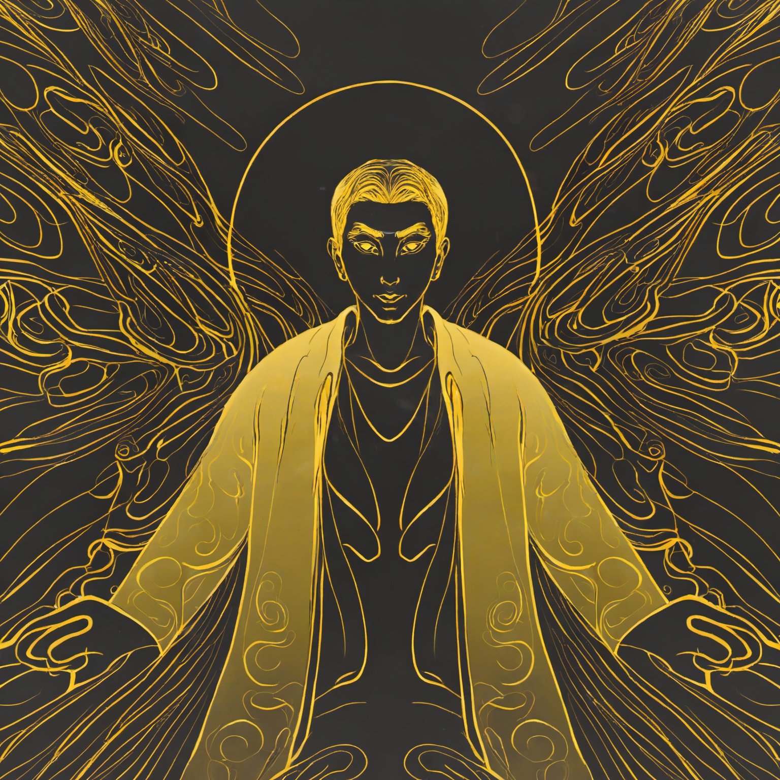 a man,<lora:eastern_mythology_xl:0.8>,golden line,
