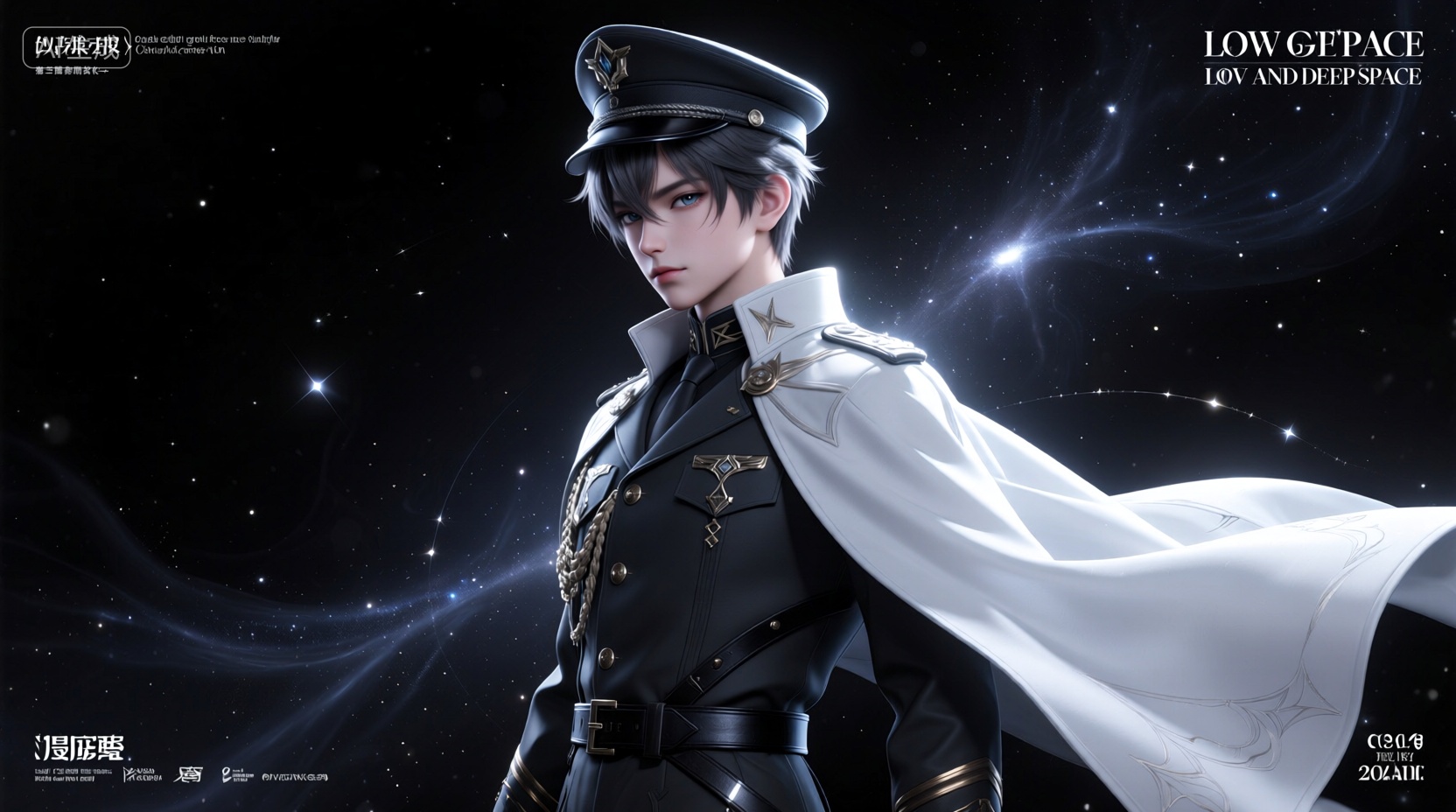 sylus (love and deepspace),line art,masterpiece,best quality,amazing quality,very aesthetic,absurdres,newest,scenery,Reinhard,1boy,solo,male focus,military uniform,epaulettes,white cape,galaxy,star \(sky\),black background,blacklight,light particles,facing awaydark,chiaroscuro,masterpiece,best quality,amazing quality,very aesthetic,absurdres,newest,scenery,volumetric lighting,(artist:quasarcake:0.8),extreme aesthetic,(wlop:0.6),honjou honjou raita,lack,rella,wanke,raita,lack,rella,wanke,masterpiece,best quality,good quality,newest,year 2024,year 2023,very aesthetic,absurdres,Visual impact,A shot with tension,ultra-high resolution,32K UHD,sharp focus,best-quality,masterpiece,Emotionalization,unconventional supreme masterpiece,masterful details,temperate atmosphere,with a high-end texture,in the style of fashion photography,(Visual impact:1.2),giving the poster a dynamic and visually striking appearance,impactful picture,, Negative prompt: ng_deepnegative_v1_75t,(badhandv4:1.2),EasyNegative,(worst quality:2),,nsfw, Steps: 30, Sampler: Euler, CFG scale: 1.0, Seed: 2575569980, Size: 1664x928, Model hash: 98763a1277, Model: Qwen-Image_1.0.safetensors, Denoising strength: 0, RNG: CPU, Lora 1: 【摸鱼】3D, Lora Hash 1: 2106c5bf96, Lora Weight 1: 0.8, Lora 2: 【摸鱼】3D电商渲染级KV海报_创意视觉表达, Lora Hash 2: ce1227b095, Lora Weight 2: 0.4, Lora 3: Qwen-Image-Lightning-8steps-V1.1-bf16.safetensors, Lora Hash 3: fe04c3ec1d, Lora Weight 3: 0.6, vae_name: automatic
