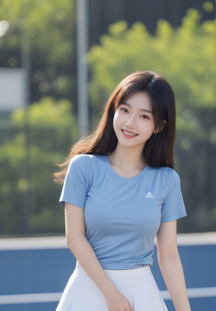 1girl,  wangqiu,  blue shirt by 阿泽泽 on Tensor.Art