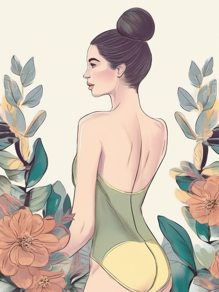 1NK ,  ,  illustration of a young woman in a swimsuit. She is standing with her back to the viewer on Tensor.Art