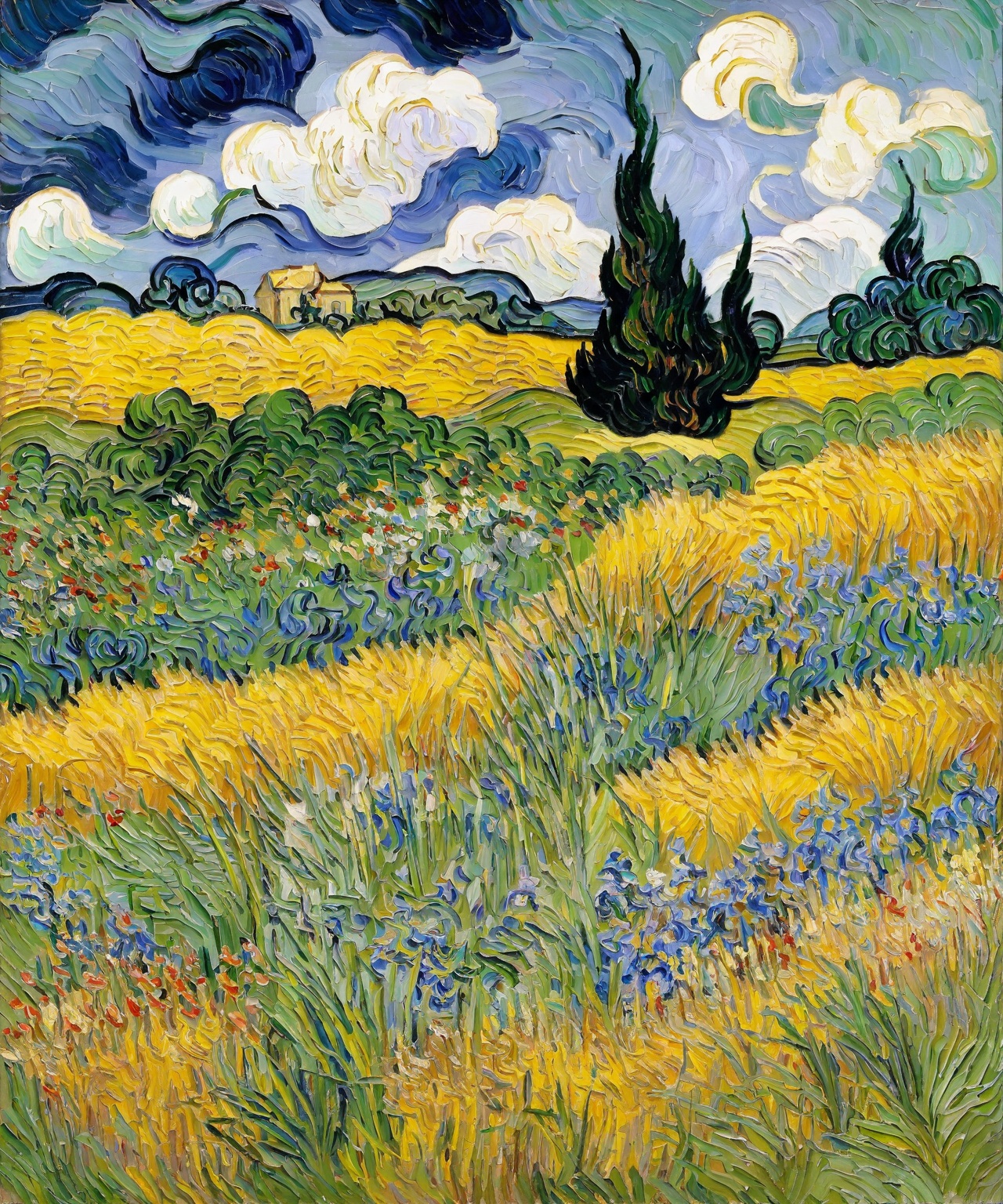 Impressionism,  van Gogh,  The image showcases a vibrant landscape painting by user_684547306590104004 on Tensor.Art