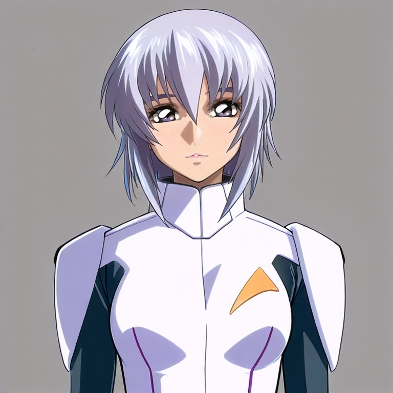 masterpiece, best quality,solo,(grey background:1.2),simple background,1girl,looking at viewer,  anime_style, ce_71_style, gundam_seed_style<lora:C.E.71-Gundam_Seed:0.8>