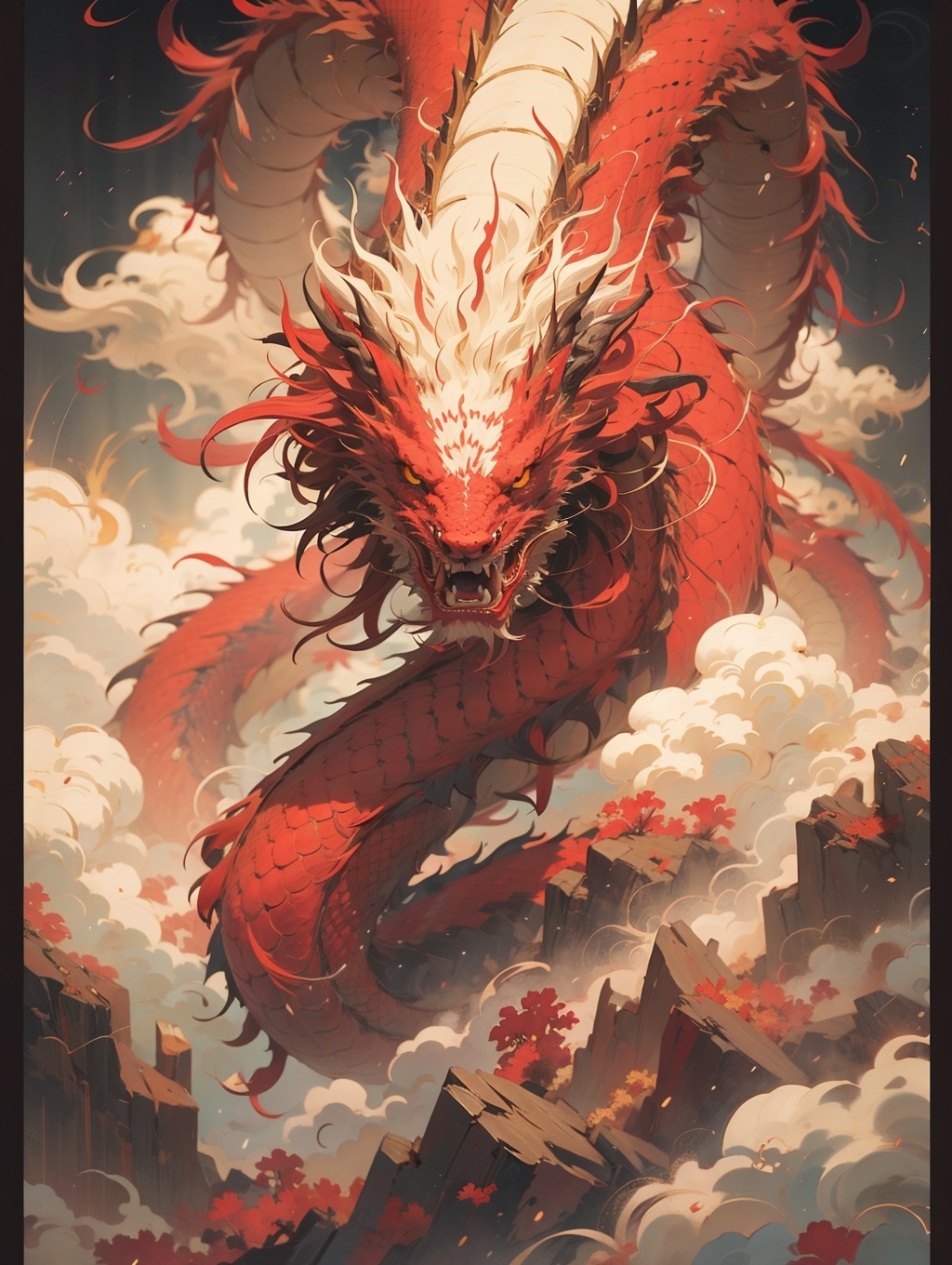 dragon,(glowing eyes),eyes_focus,tooth,targeting the audience,face_focus,cloud,JHJHV 