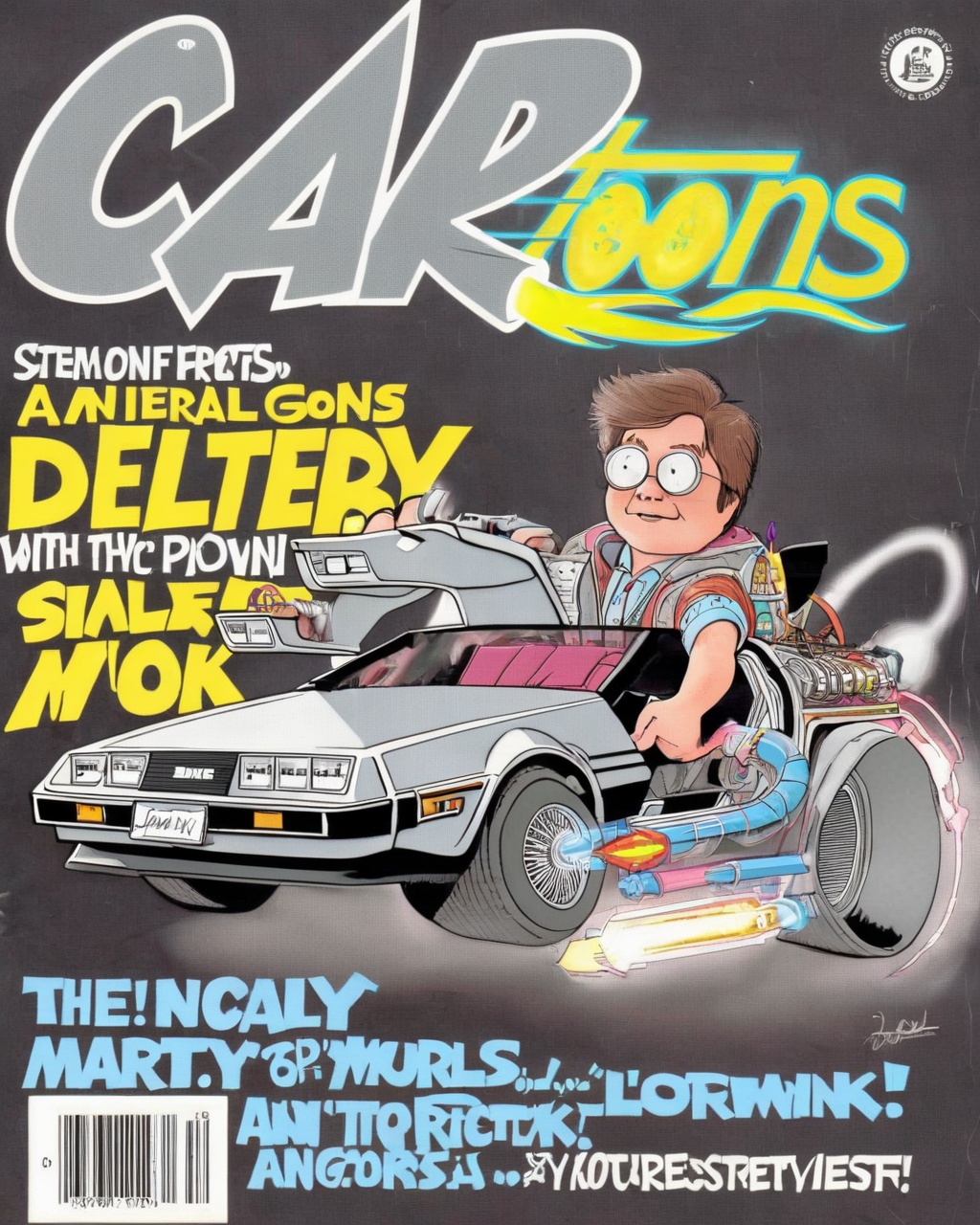 retr0magz,  a silver delorean with marty mcfly on Tensor.Art