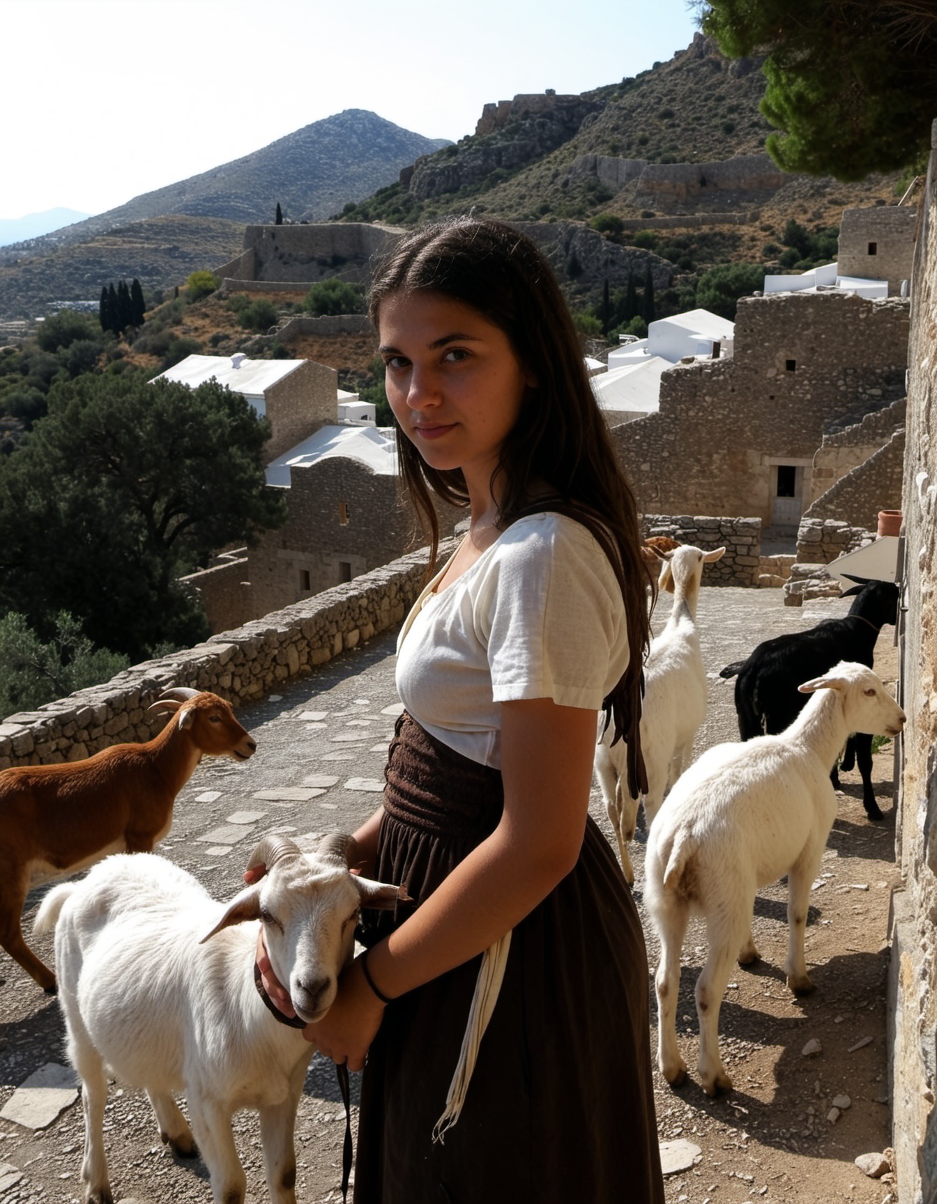 1girl,  solo,  beautiful ancient greec girl in foreground on Tensor.Art