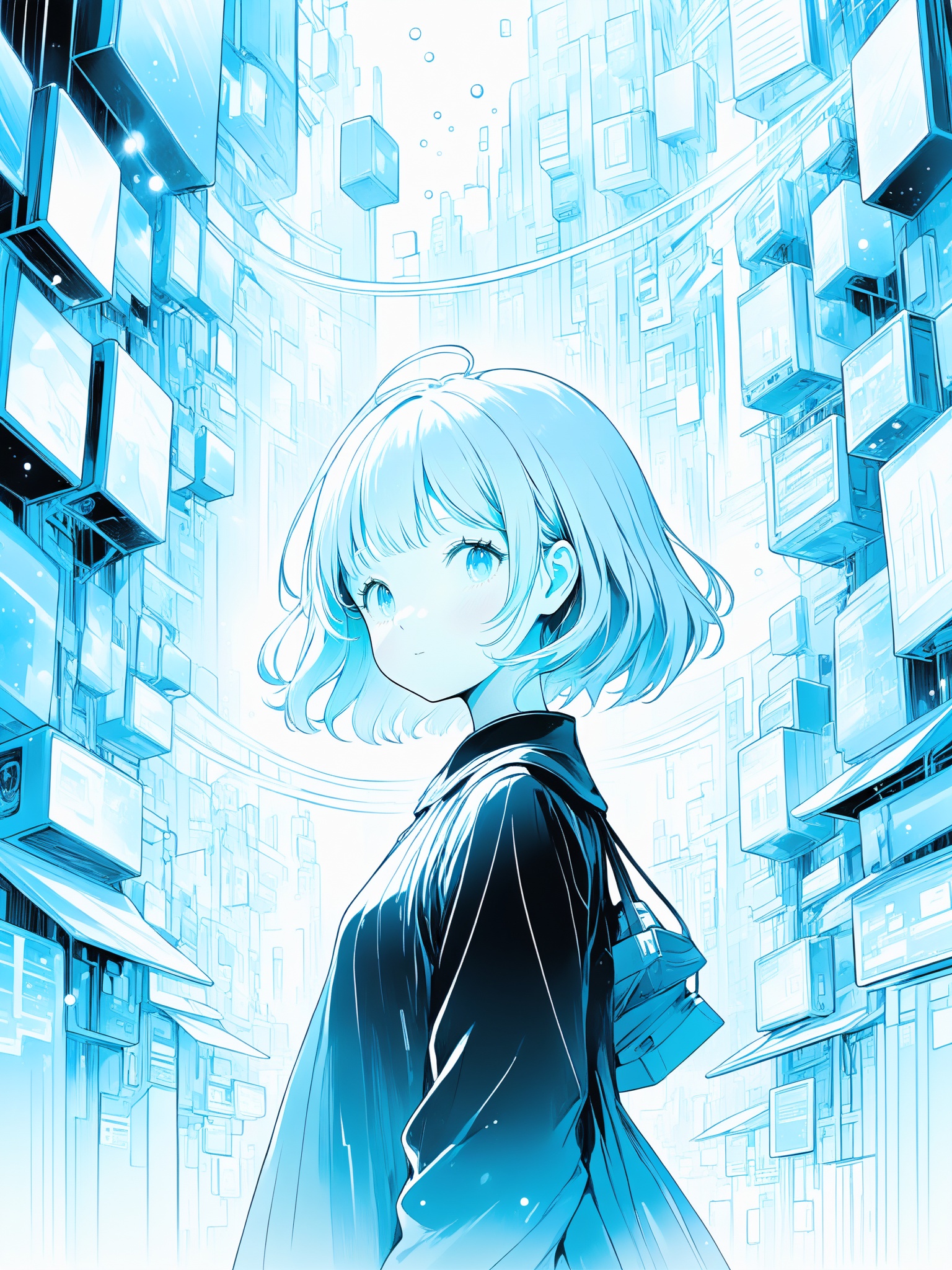 illustration,  manga,  In a world brushed with shades of monochrome on Tensor.Art