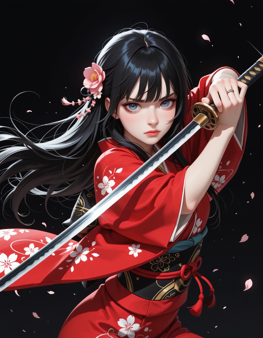 1girl,  solo,  long black hair on Tensor.Art