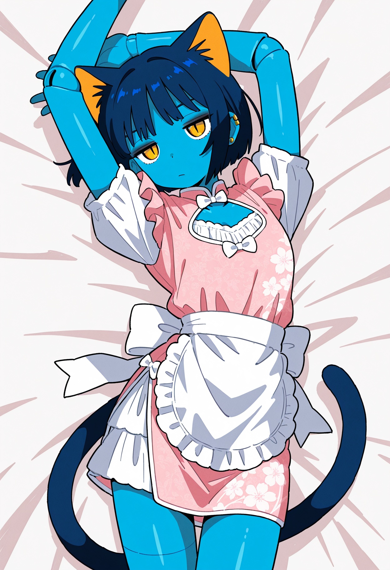 1girl,  dark blue cat ears,  dark blue cat tail on Tensor.Art