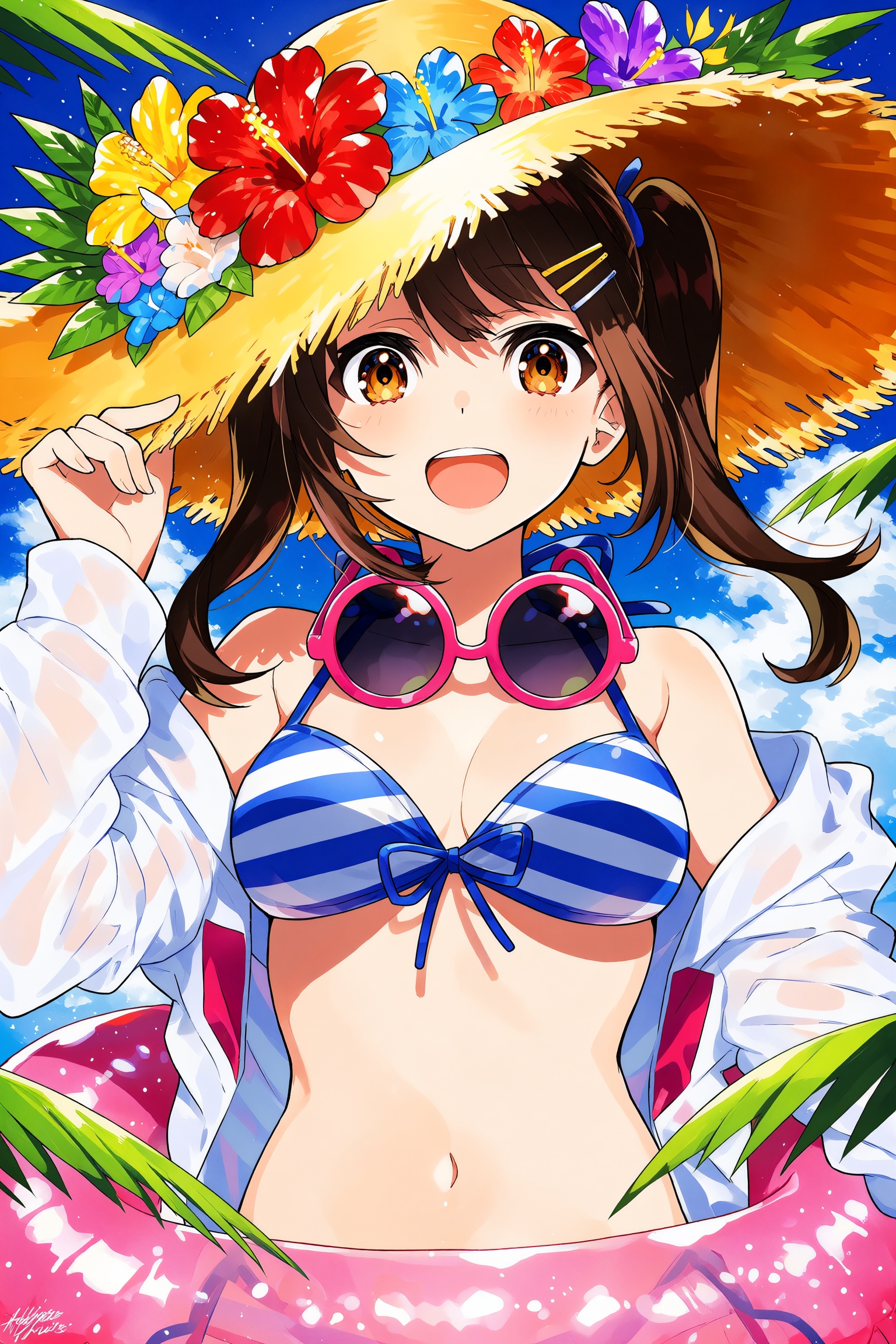 1girl,  one eye closed,  breasts on Tensor.Art