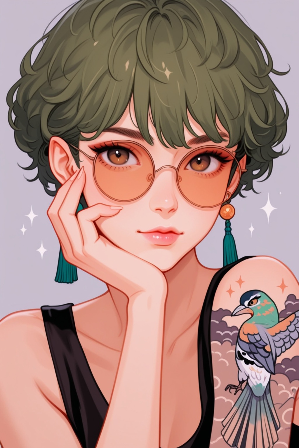 1girl,  tattoo,  jewelry on Tensor.Art