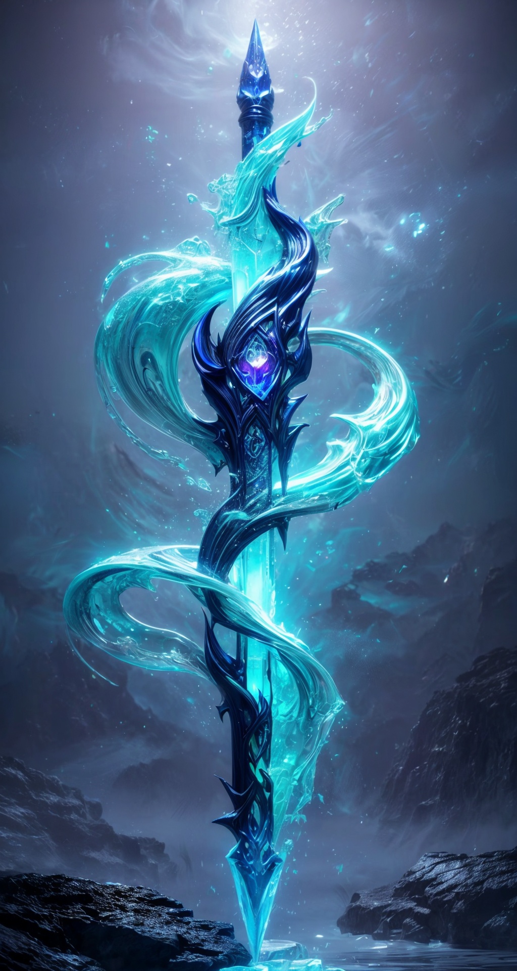 <lora:add_detail细节增加:1.5>,<lora:法宝:0.8>,fabao,novady,no_humans,weapon,fantasy,glowing,beautiful detailed glow, (detailed ice), beautiful detailed water,