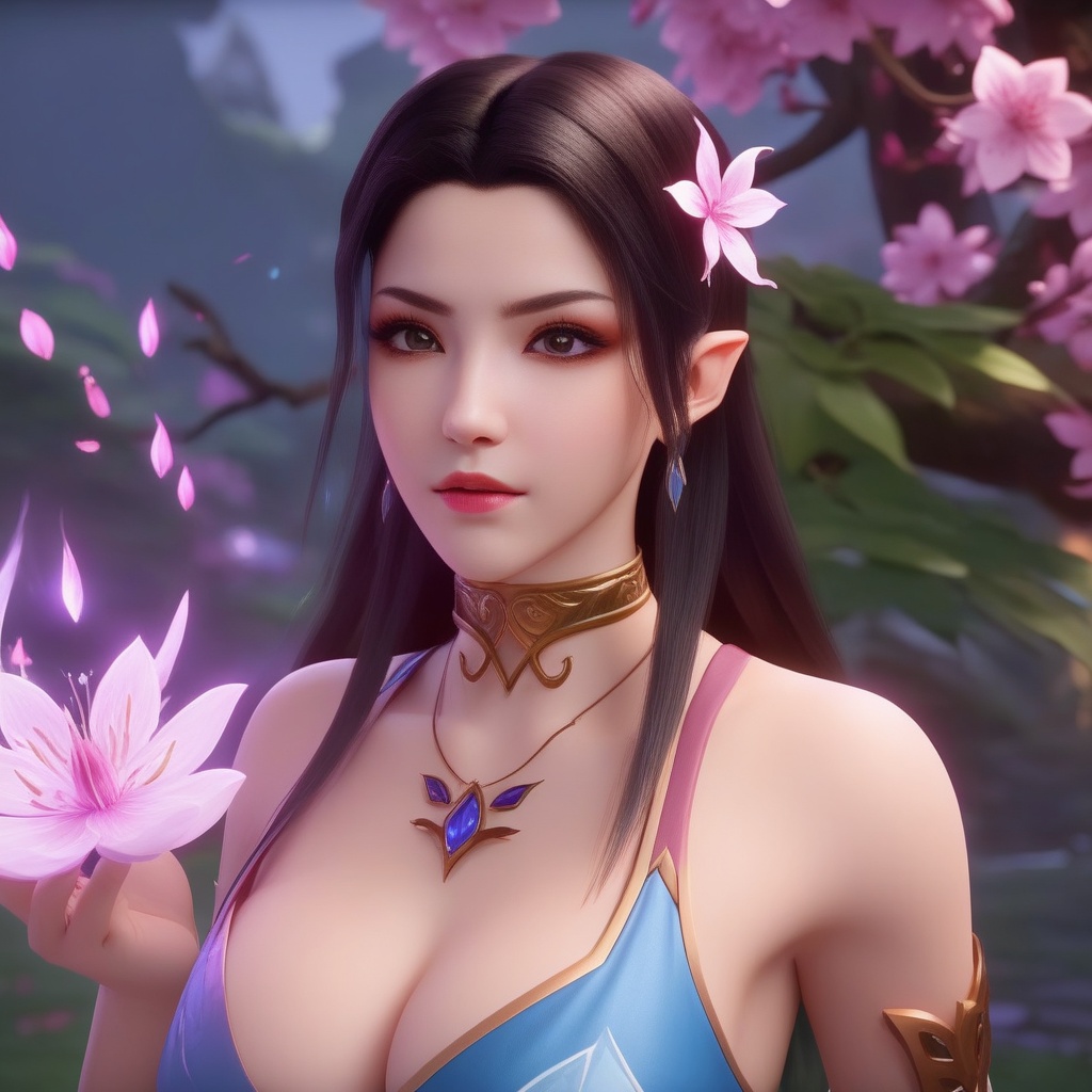 <lora:850-DA-XL-斗破苍穹-美杜莎-红色睡衣:0.8>, (,1girl, ,best quality, ),,  ,ultra realistic 8k cg,, ,masterpiece, (( , )),, , , spirit blossom \(league of legends\),   ,   (cleavage),,  (), ,,