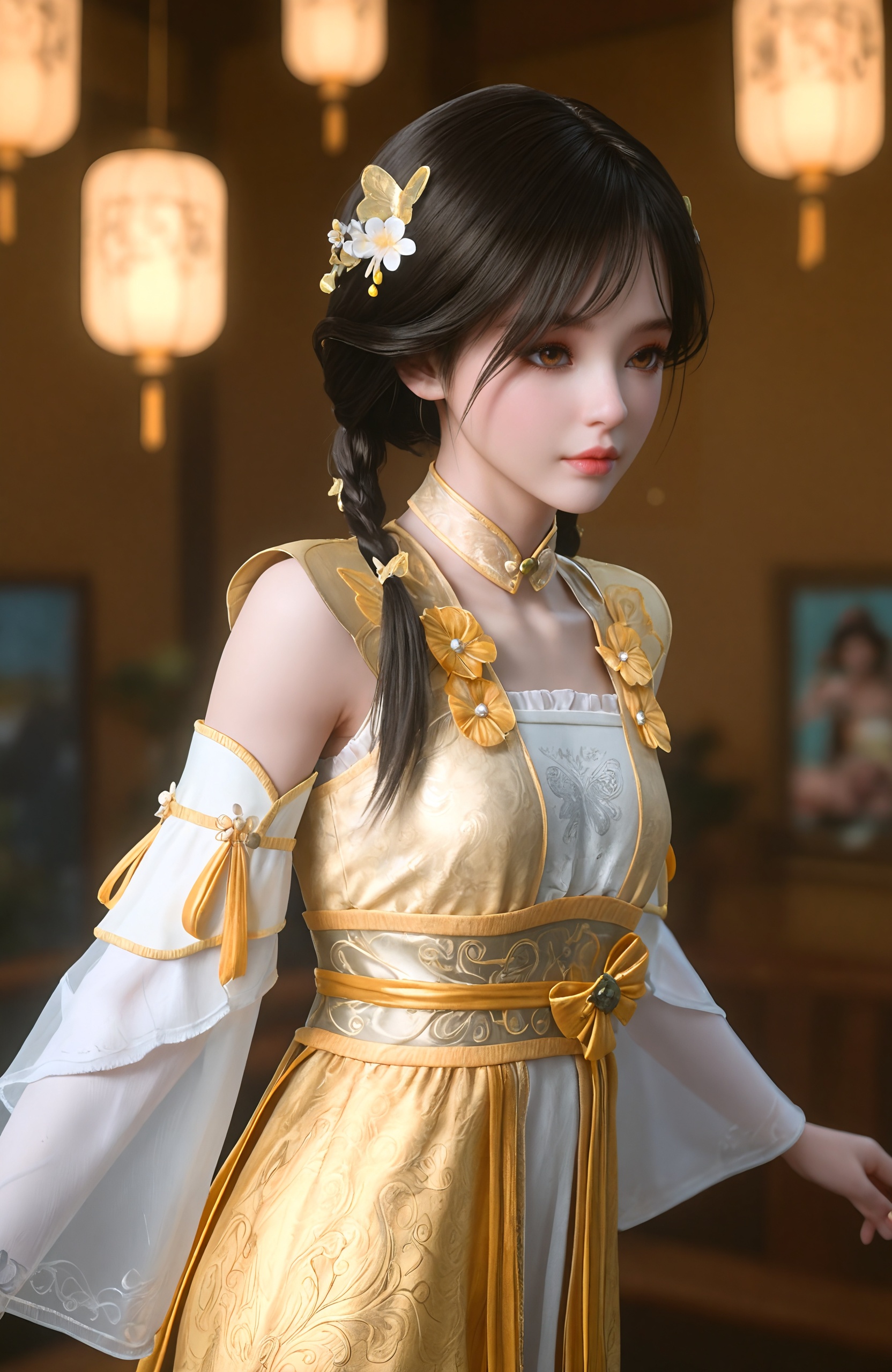 1girl,  black hair,  hair ornament by 天海TianHai on Tensor.Art