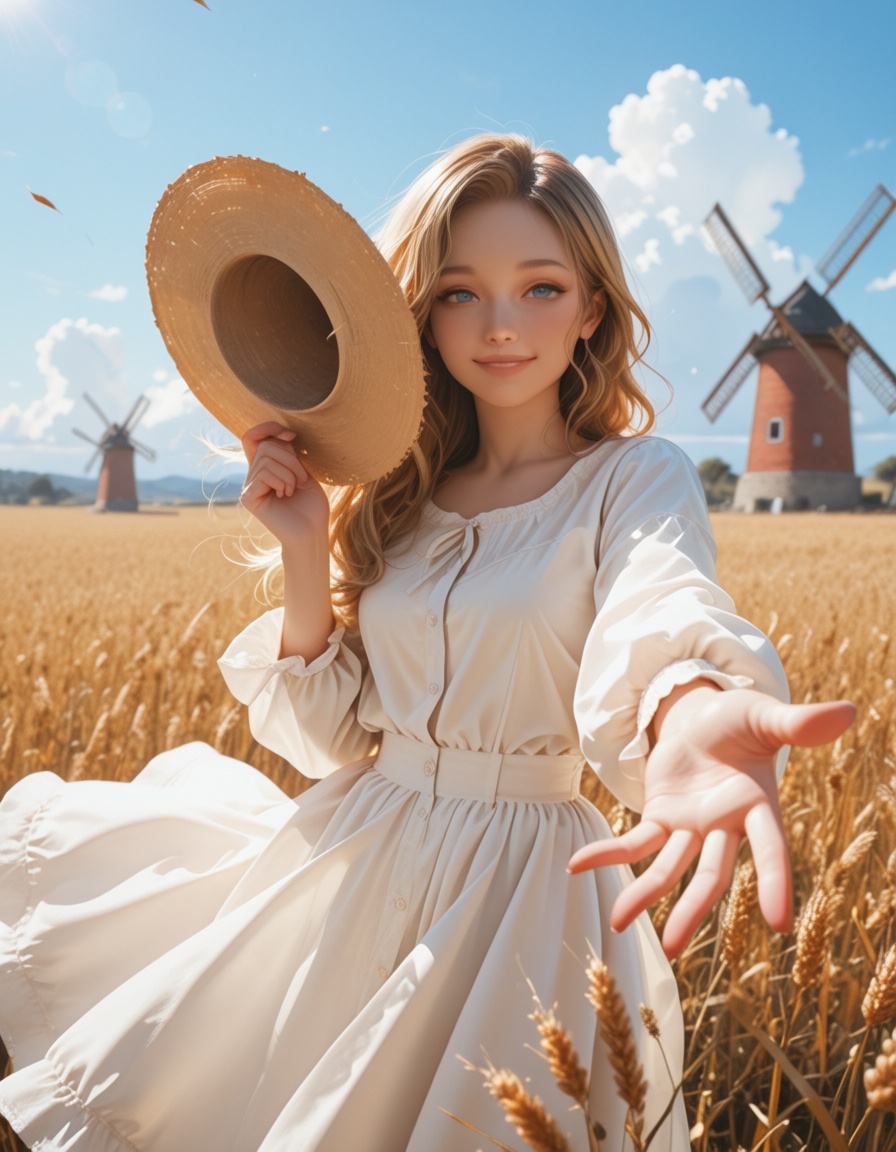 woman,  solo,  long wavy golden hair on Tensor.Art
