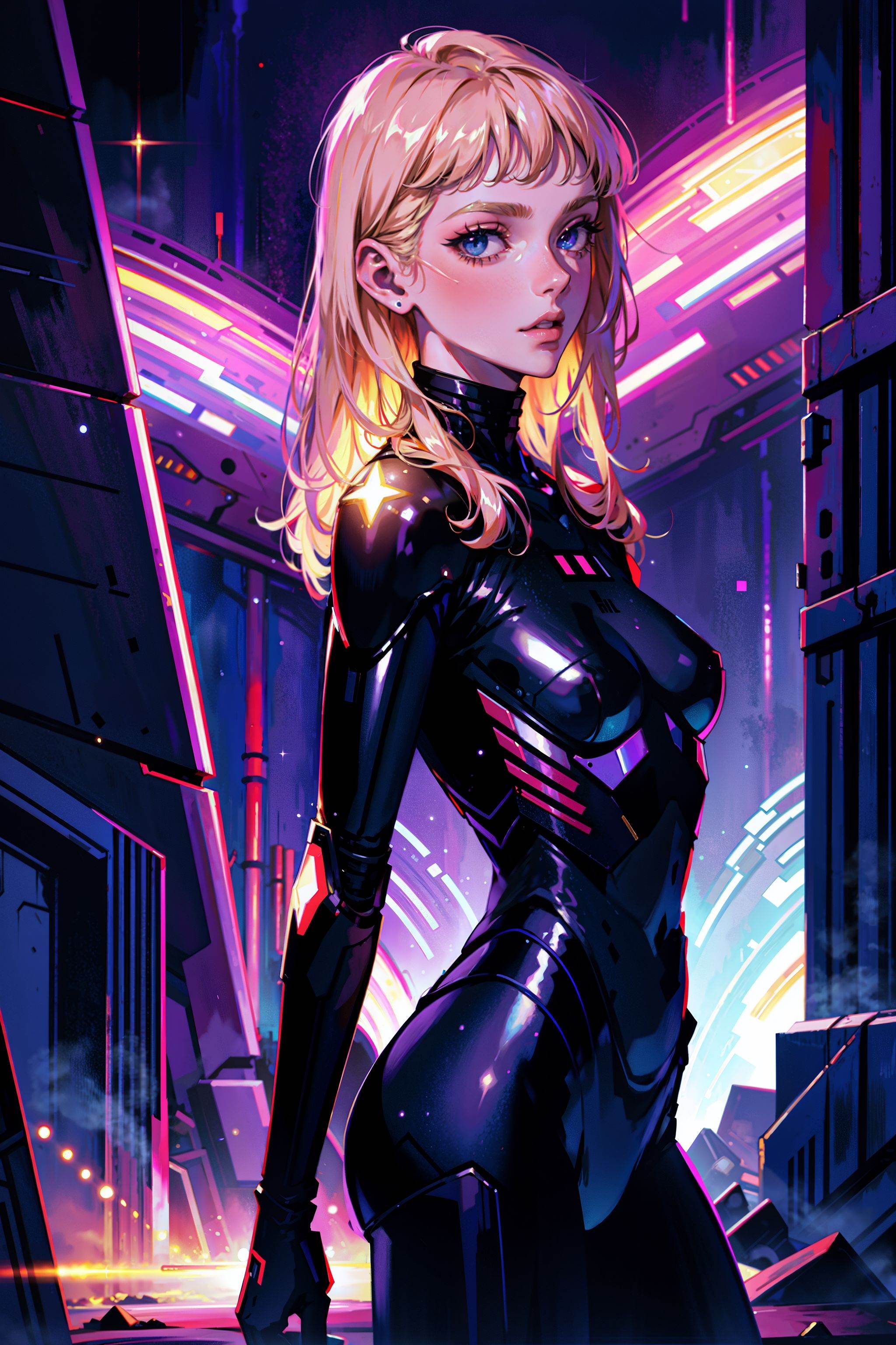 C-Beams glitter in the dark near the Tannhäuser Gate,  Sci-Fi Painting on Tensor.Art