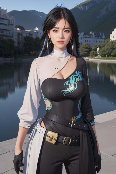 Wuthering Waves_QianXin,  very long hair,  two-tone hair on Tensor.Art