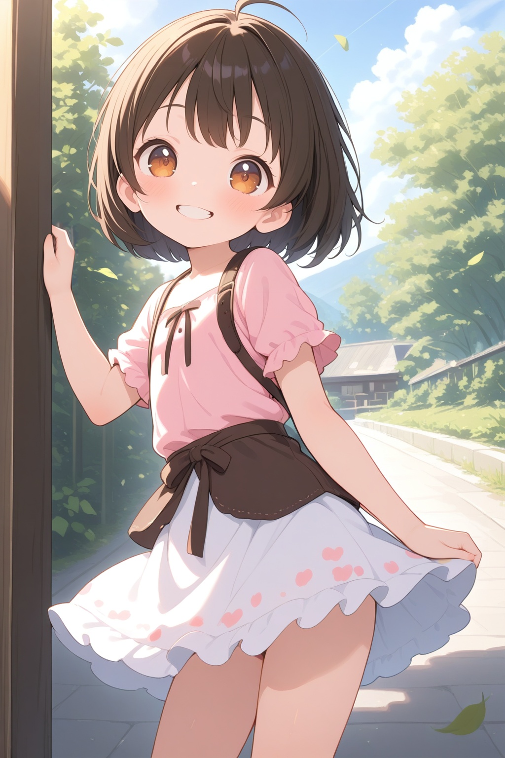 masterpiece,best quality,outdoor,1girl,cute anime girl,little_girl,loli,kawaii,smile,