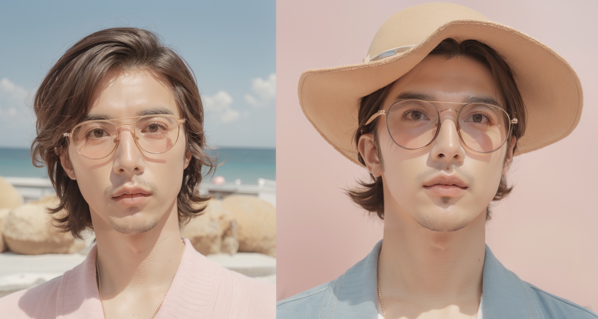 masterpiece,best quality,realistic,1man,handsome,sunglass,breats,<lora:Hyper-SD15-12steps-CFG-lora:1>,looking at the viewer,<lora:wes_anderson-000004:1>,by wes anderson,glasses,