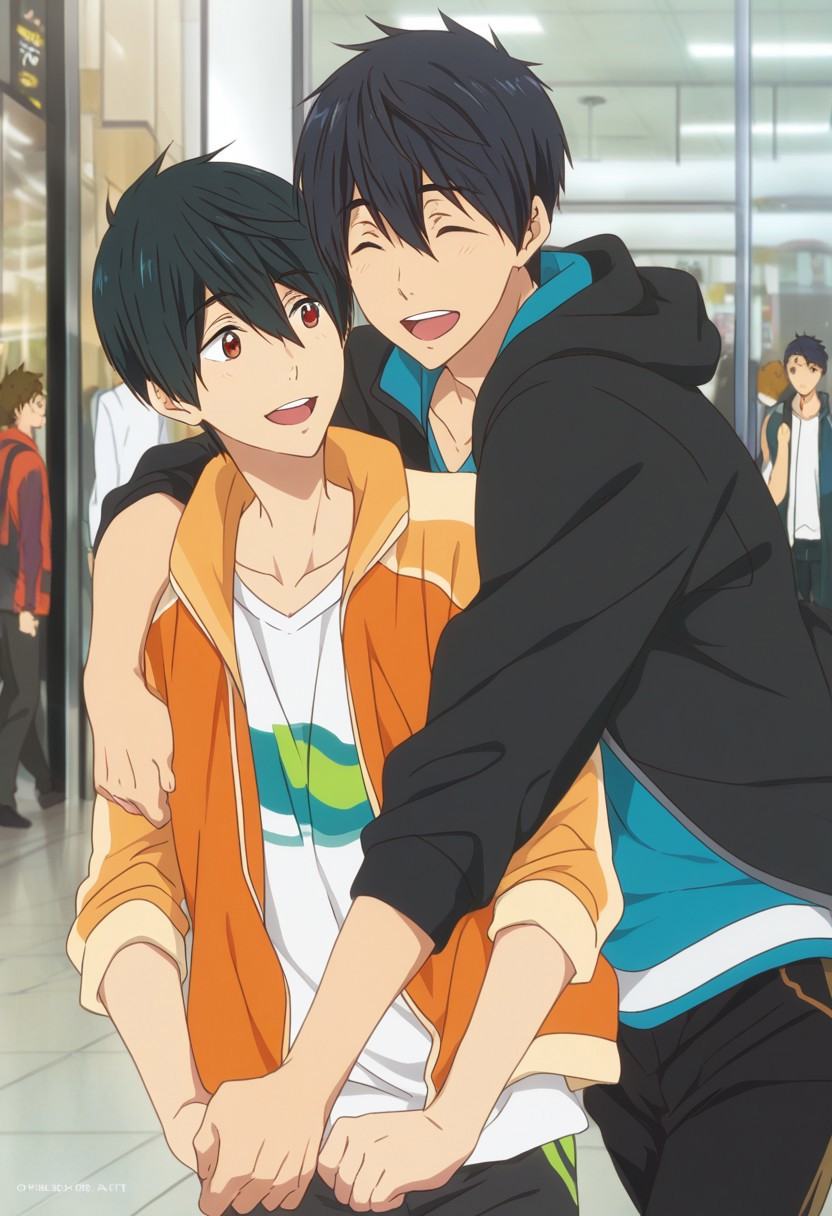 Anime,  two males,  Free! Starting Days art style on Tensor.Art