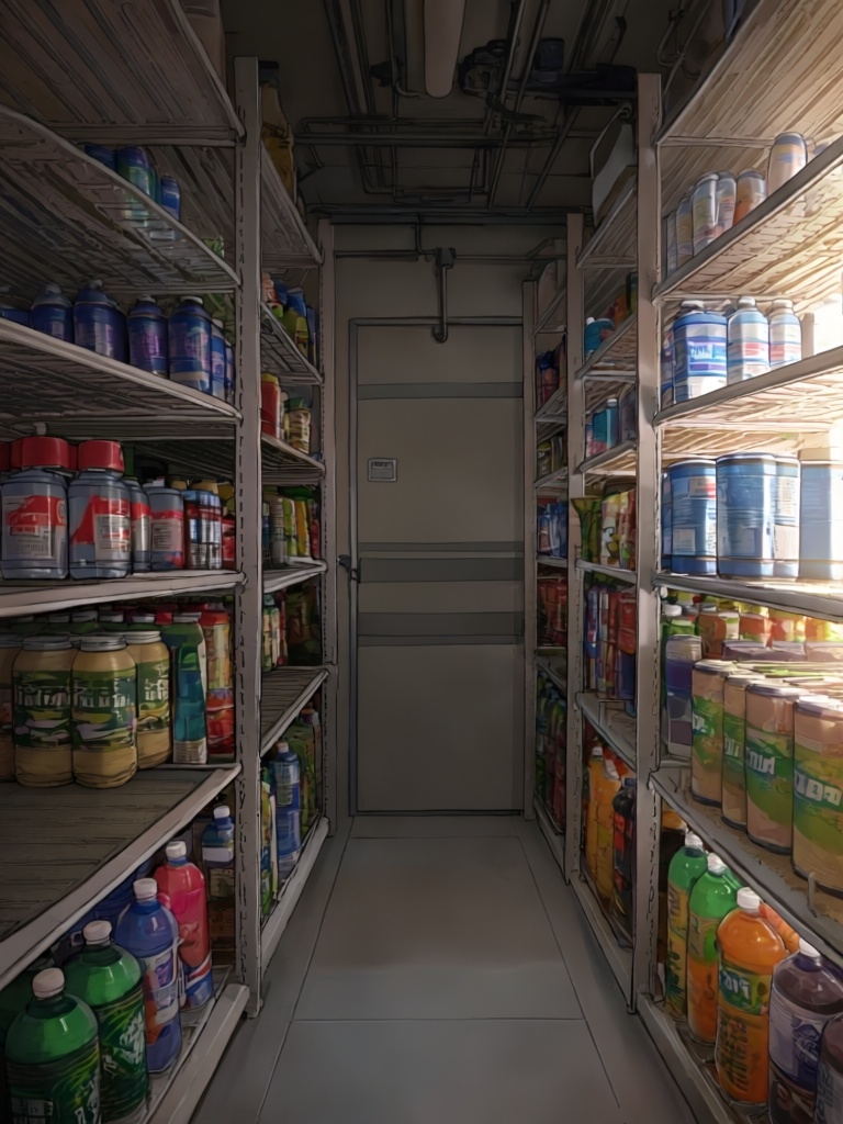 walk-in cooler,  small room,  storeroom interior on Tensor.Art