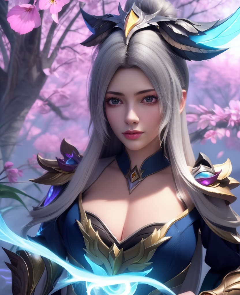 <lora:584-DA-星辰变-白灵:0.8>(,1girl, ,best quality, ),looking at viewer,  ,ultra detailed background,ultra detailed background,ultra realistic 8k cg,, ,masterpiece, (( , )),, , , spirit blossom \(league of legends\),   ,   (cleavage), (), ,,