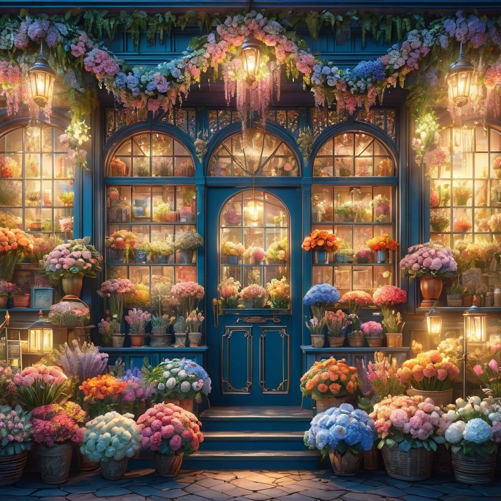 (best quality:1.5),(intricate emotional details:1.5),(sharpen details),(ultra detailed),(cinematic lighting),magical flower shop,fantasy,florist,glowing,cozy,line art,poakl flower style,<lora:poaklflowerstyle-000009:0.8>,