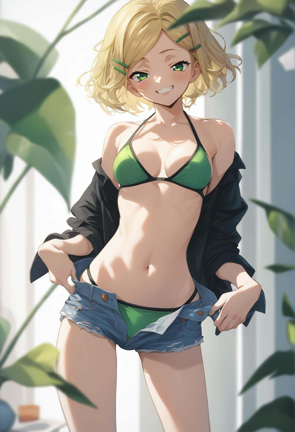 1girl,  bikini,  black shirt on Tensor.Art