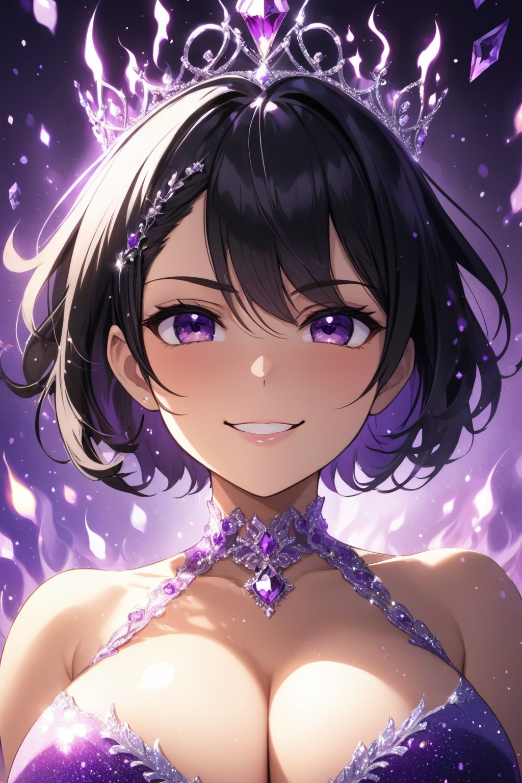 tiara,  huge breasts,  dress on Tensor.Art