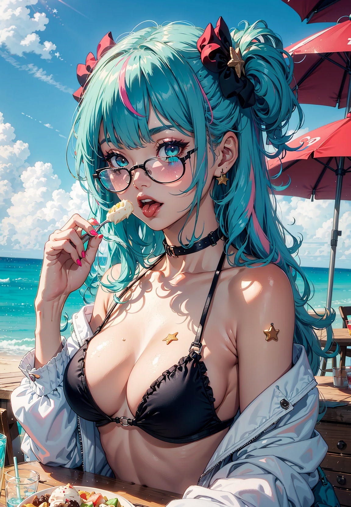 1girl,  solo,  tongue out on Tensor.Art