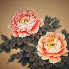 best quality,masterpiec8K.HDR.Intricate details,ultra detailed,8k,masterpiece,best quality,<lora:peony_20240309105539-000009:1>,peony,Traditional Chinese Painting Style,Ink wash painting,Traditional Chinese painting style with outdated ink and wash, yellowing