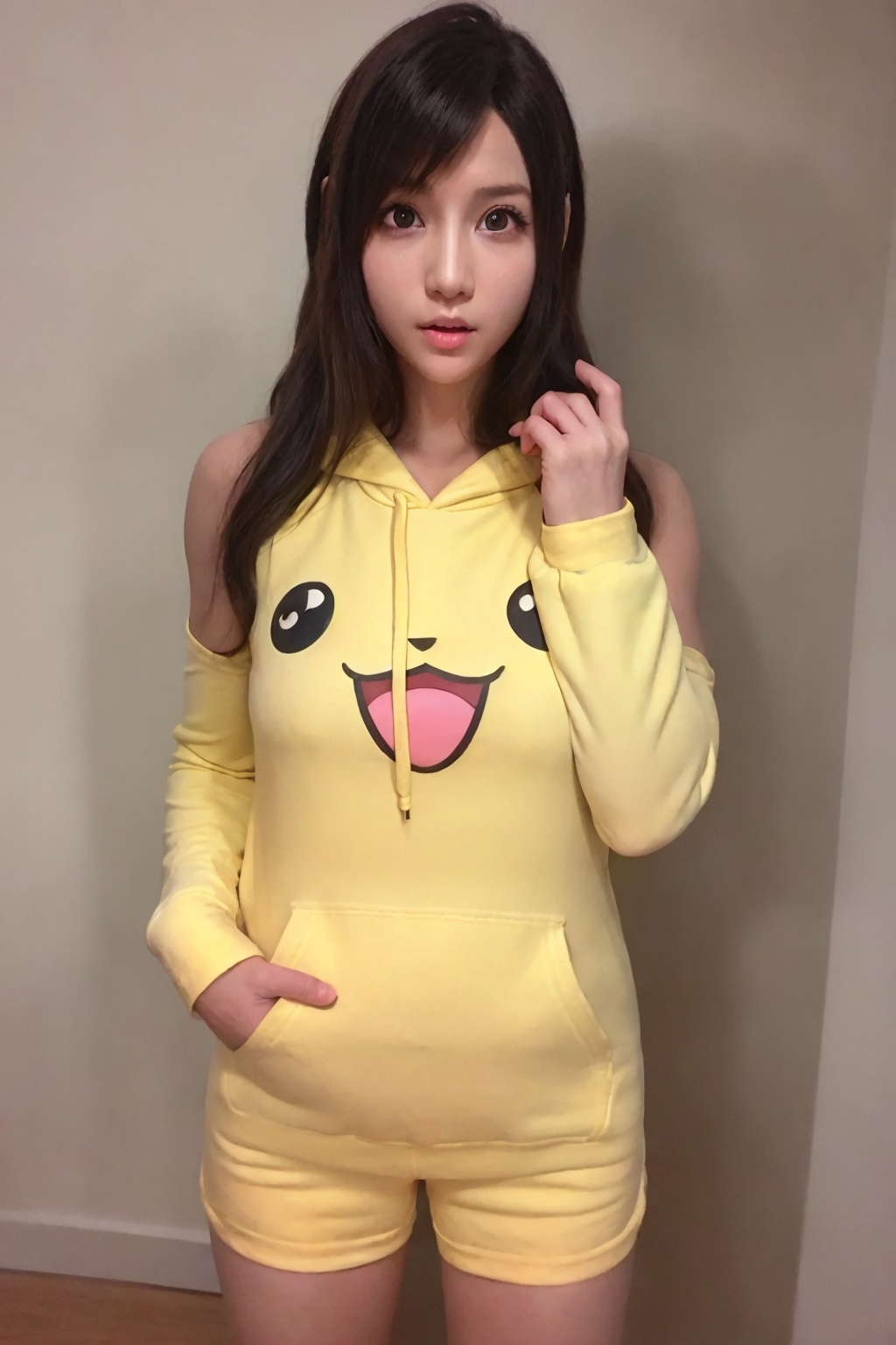1girl,  pikachu clothes,  Fluffy and soft pajamas on Tensor.Art