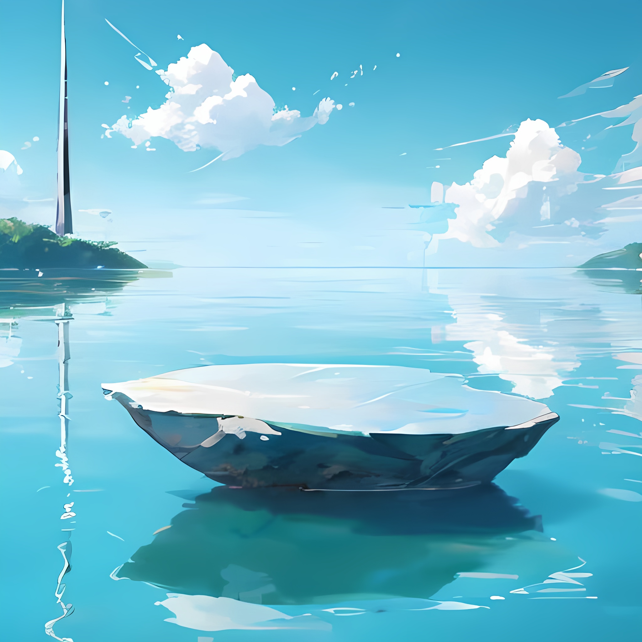 jihe,zhantai,minimalist water-themed e-commerce style background,water,sky,cloud,ripples,Depth of fie, <lora:zhantai-003-000006:1>