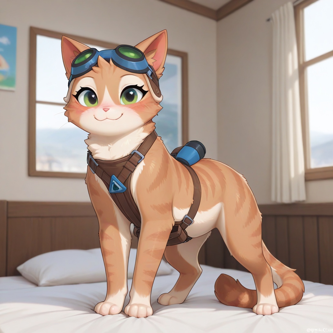 JetpackCat-Fika,  goggles,  green eyes on Tensor.Art
