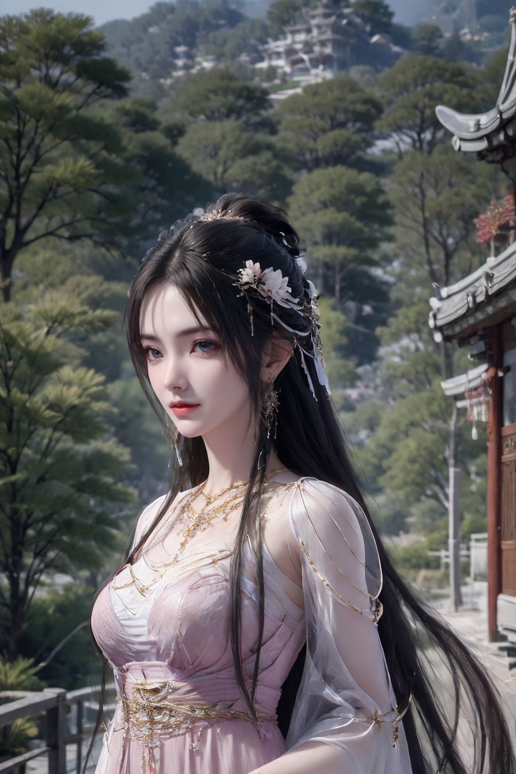 QingYi,  1girl,  pink dress on Tensor.Art