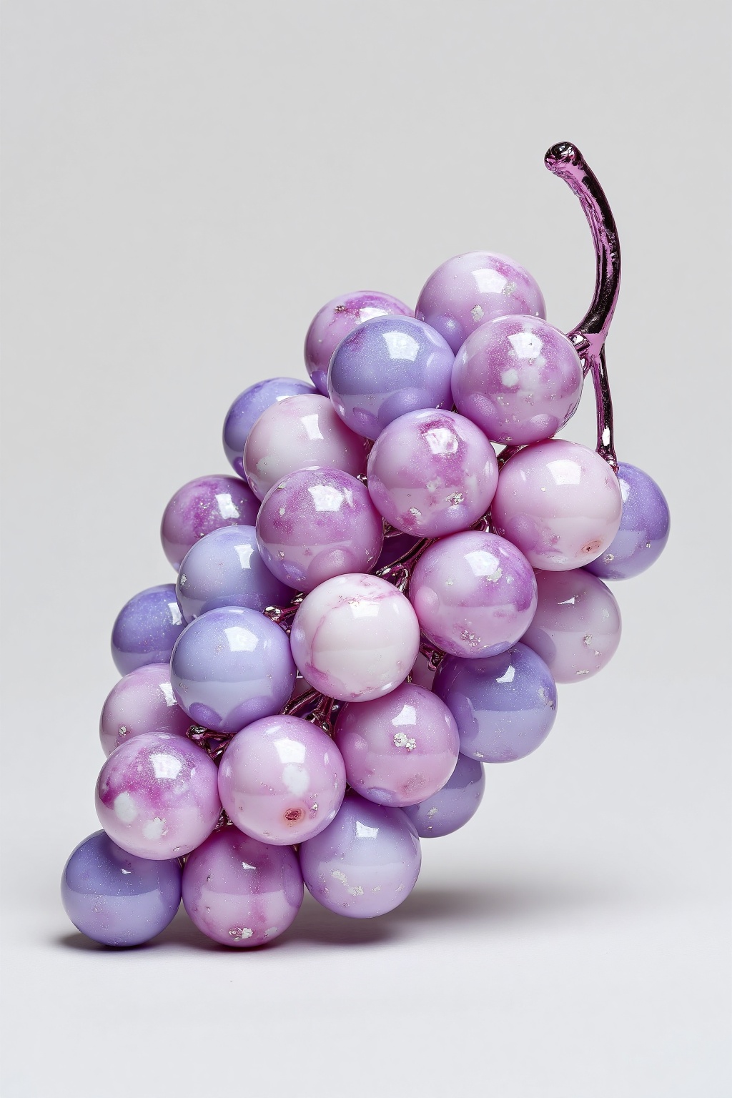 beijihui,a cluster of purple and blue beads, arranged in a pyramid shape. The beads are adorned with small white dots, adding a touch of sparkle to the composition. The background is a stark white, creating a stark contrast to the purple beads.