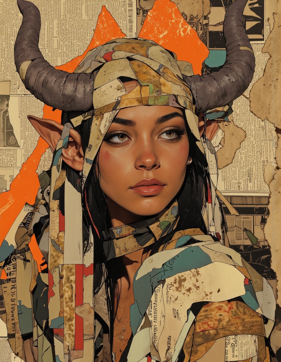 By Phandigrams. A digital illustration shoot from a portrait camera angle about a stylized portrait of a female character...