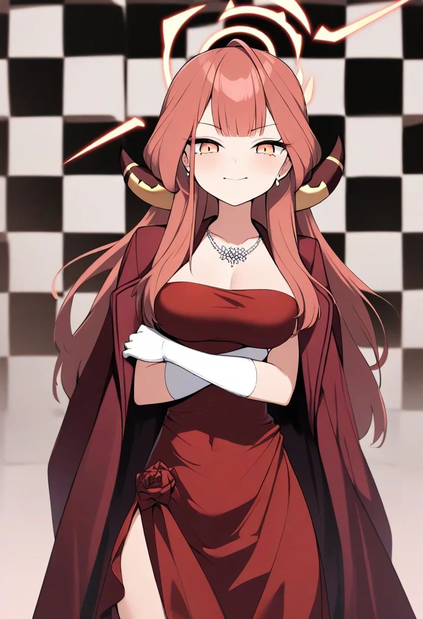 1girl,  aru \(dress\) \(blue archive\),  red dress on Tensor.Art