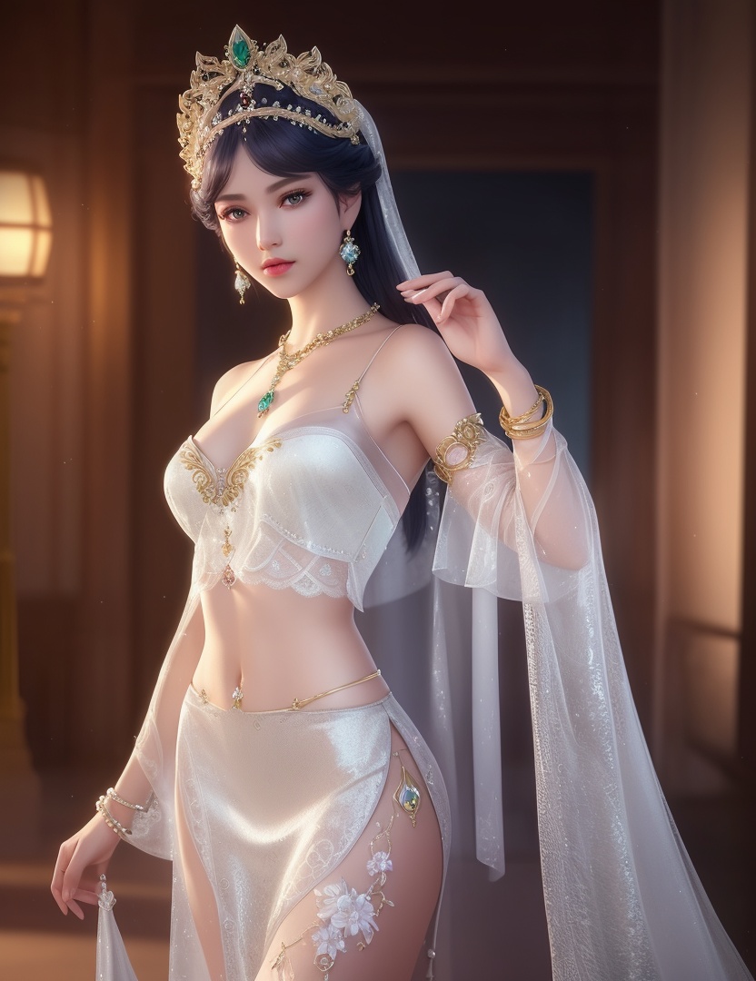 ultra realistic 8k cg, picture-perfect face, flawless, clean, masterpiece, professional artwork, famous artwork, cinematic lighting, cinematic bloom, perfect face, beautiful face, fantasy, dreamlike, unreal, science fiction,  beautiful clothes, lace, lace trim, lace-trimmed legwear,  (rich:1.4), prestige, luxury, jewelry, diamond, gold, pearl, gem, sapphire, ruby, emerald, intricate detail, delicate pattern, charming, alluring, seductive, erotic, enchanting, hair ornament, necklace, earrings, bracelet, armlet,halo((,1girl, pov,))(((,  1girl,  solo,looking at viewer, )))<lora:DA_WhiteSnakeGreenSnake:0.6>