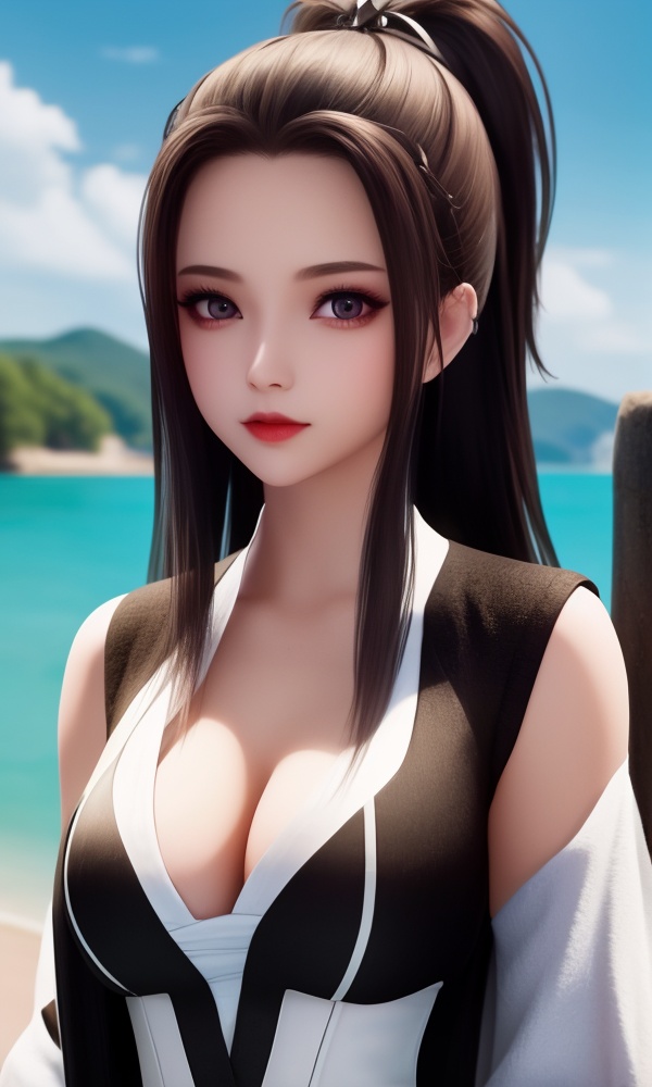 (,1girl, ,best quality, ),looking at viewer, <lora:411-DA-太一剑仙传-季师师:0.8> ,ultra detailed 8k cg, ultra detailed background,  ,masterpiece, (( , )) , lake,upper body,   (cleavage), (), 