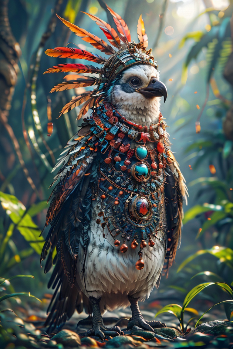sdmai, no humans, bird, blurry, animal focus, feathers, blurry background, outdoors, animal, standing, depth of field, solo  <lora:SDMAI玛雅动物王国:0.7>