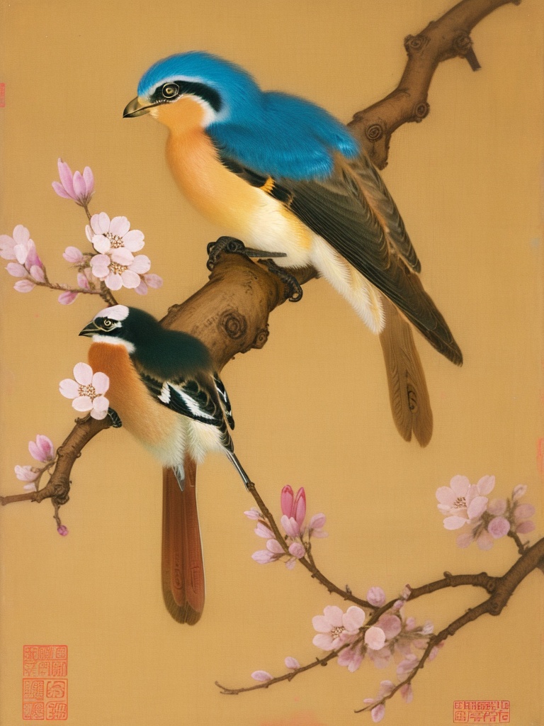 Song Dynasty flower and bird painting, Song Dynasty aesthetics <lora:鲜创一派@宋代花鸟画_Song Dynasty flower and bird painting:1>