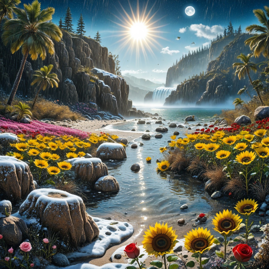 sunflower,  sky,  yellow flower on Tensor.Art