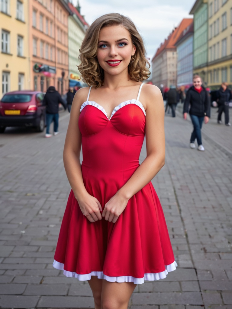 best quality,  pregnancy a young girl 18yo skin skin-color color stand in germany,  berlin on Tensor.Art
